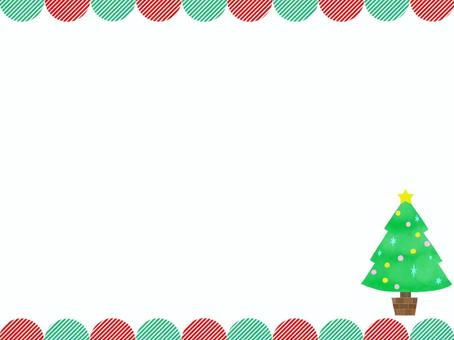 クリスマスツリーと上下背景フレーム フレーム,枠,クリスマスツリー,クリスマス,赤,緑,囲み枠,飾り枠,見出し,タイトルのイラスト素材