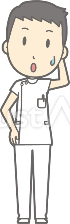男性看護師-あれれ-全身 人物,男性,作業療法士のイラスト素材