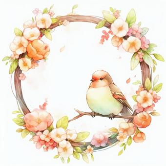 flower frame little bird 1, JPG flower frame little bird 1, birdie, flower, frame, JPG