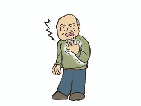 左手が麻痺しているおじいさん 左手,おじいさん,高齢者,麻痺,脳梗塞,男性,疾患,脳卒中,脳出血のイラスト素材