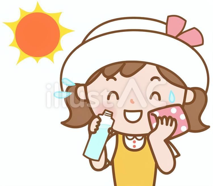 女の子：夏の水分補給 夏,水分補給,熱中症のイラスト素材