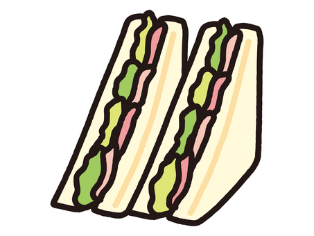 できたてハムレタスサンド ハム,レタス,サンドウィッチ,サンドイッチ,食パン,食事,食べ物,グルメ,朝食,昼食のイラスト素材