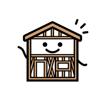 木造の躯体 家,躯体,木造,キャラクター,笑顔のイラスト素材
