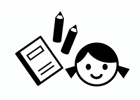 Book stationery girl illustration pictogram, , JPG, PNG and AI