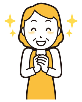  エプロンおばちゃん(黄)-136-バスト 感動,おばちゃん,エプロン,お母さん,ママ,中年,おばさん,主婦,人物,かわいいのイラスト素材