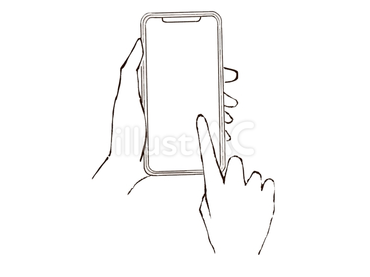 手　スマホ　人差し指　画面　タッチ　携帯 手,スマホ,タッチのイラスト素材