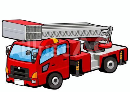 火事の現場へむかう消防車(はしご車)