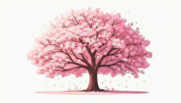 Illustration, cherry blossoms, full bloom, pink, 