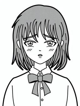 漫画風　困り顔な女の子 人物,漫画,漫画風,コミック,コミック風,線画,手書き,女性,女,女の子のイラスト素材