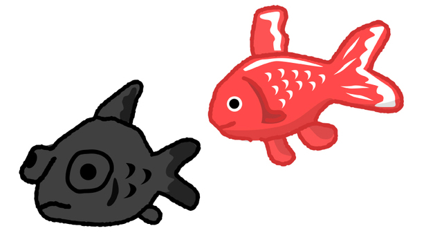 Illustration, peixe-dourado, peixinho pop-eyed, verão, 