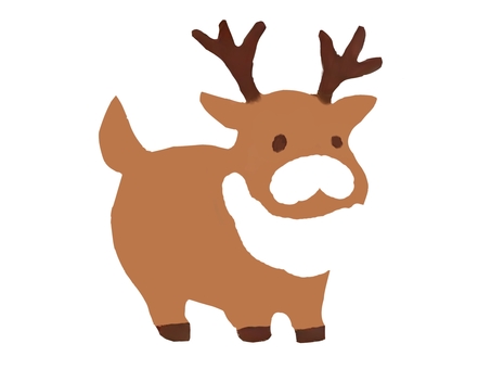 ぽっちゃりトナカイ トナカイ,動物,かわいい,ぽっちゃり,デフォルメ,イラスト,透過,シンプル,フラットカラー,角のイラスト素材