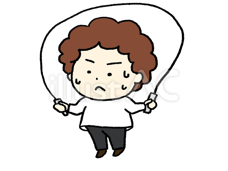 なわとびをするパーマの男性 男性,なわとび,ジャンプのイラスト素材