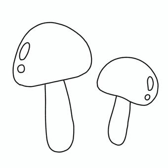 キノコ キノコ,食べ物,秋,味覚,モノトーン,塗り絵,可愛い,ゆるい,手描き,デコレーションのイラスト素材