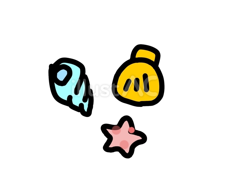 3種類の貝殻　イラスト 貝殻,海,海辺のイラスト素材