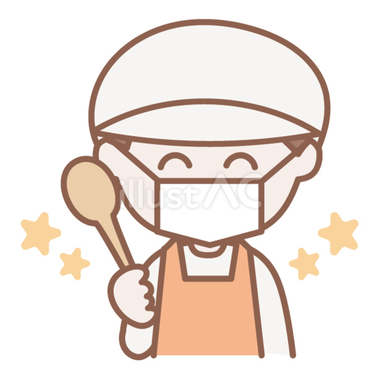 給食調理員 人物,1人,小学校のイラスト素材
