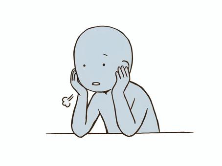 溜息をつくドローイング デッサン,人形,ラフ,ポーズ,ため息,落ち込む,ドローイング,疲れる,うんざり,憂うのイラスト素材