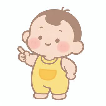 指差しする赤ちゃん 指差しする赤ちゃん 指差し,発達,赤ちゃん,ロンパース,黄色,ゆるかわ,育児,子育て,幼児,立つのイラスト素材