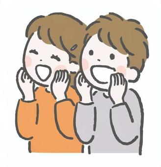 叫んでいる子ども達２ 騒ぐ,要望,子ども,叫ぶ,笑う,楽しい,盛り上がる,可愛い,手描き,挿絵のイラスト素材