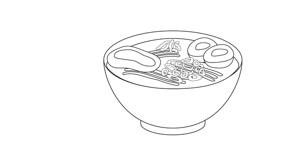 豚骨ラーメン　線画 ラーメン,線画,塗り絵,とんこつ,麺,料理,ベクターのイラスト素材