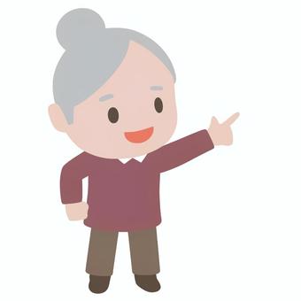希望に向かい指差すおばあさん おばあさん,指差し,希望,未来,高齢者,目標,前向き,意志,行動,表情のイラスト素材