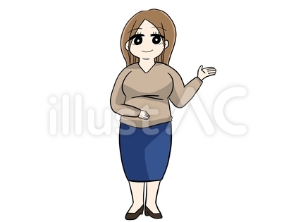 ぽっちゃり女性の案内ポーズ