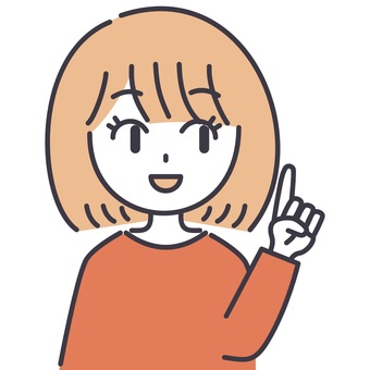 【そのまま使える】二色の女性6 女性,お母さん,お姉さん,表情,おかっぱ,顔,バストアップ,正面,笑顔,指差しのイラスト素材