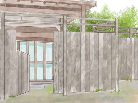 木の家 家,建物,木造,住居,玄関のイラスト素材