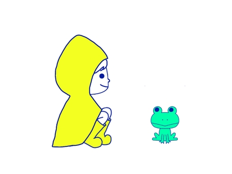 雨の日の女の子とカエル 雨の日の女の子とカエル レインコート,女の子,蛙のイラスト素材