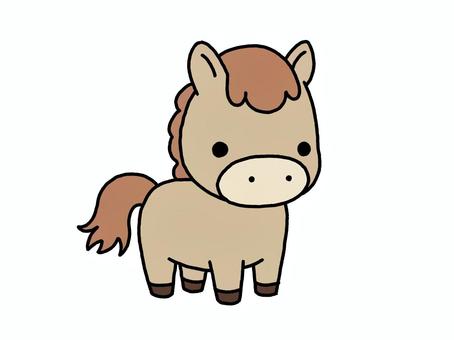 カワイイ子馬 馬,子馬,午年,縁起物,年賀状,お正月,正月,新春,新年,手描きのイラスト素材