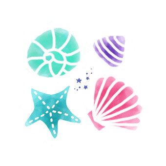 貝殻とヒトデ 貝殻,ヒトデ,巻貝,ホタテ,アンモナイトのイラスト素材