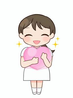 看護師さん2 ハート  女性,看護師,ナース,笑う,笑顔,明るい,ハート,抱く,持つ,愛のイラスト素材