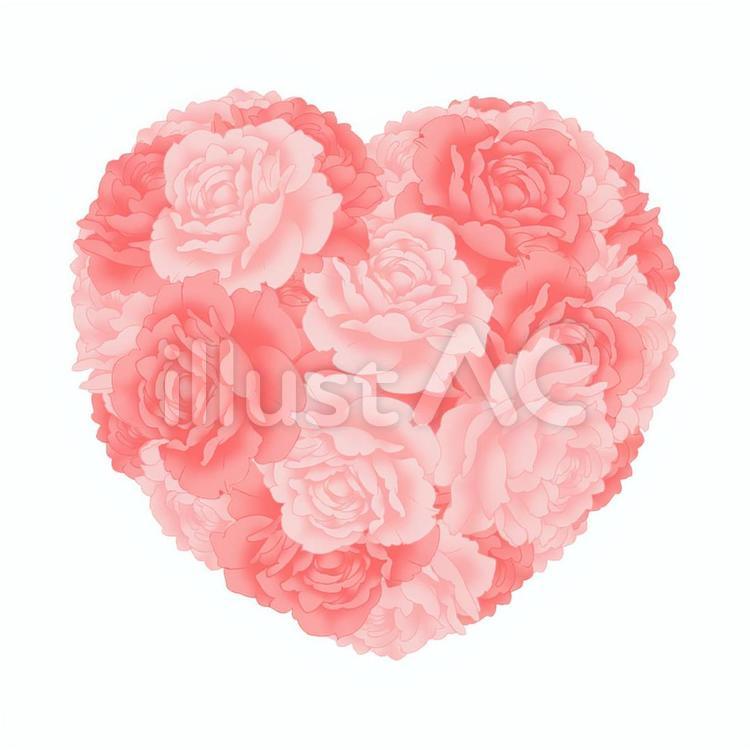 薔薇ハート（ピンクと赤）２ 薔薇,ハート,バラのイラスト素材