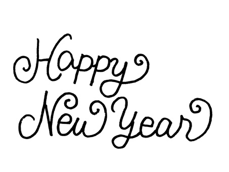 【ペン】Happy new year2 happynewyear,ハッピーニューイヤー,年賀状,文字,タイトル,テキスト,ロゴ,英語,フォント,ワードのイラスト素材