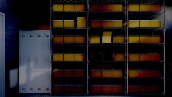 暗い倉庫の中の荷物 倉庫,荷物,倉庫作業,段ボール,仕事,在庫,山積み,室内,物置,保管庫のイラスト素材