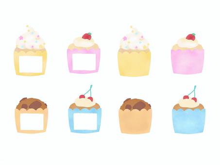 カップケーキのフレームとワンポイント カップケーキ,クリーム,チョコのイラスト素材