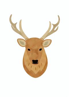 ハンティングトロフィー鹿の頭　水彩 鹿,アイコン,インテリア,あしらい,おしゃれ,手描き,水彩,動物,かわいい,シンプルのイラスト素材
