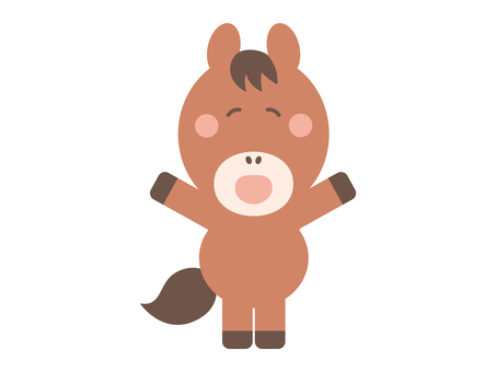 万歳する笑顔の馬のイラスト 馬,午年,正月,笑顔,万歳,笑う,午,新年,年始,キャラクターのイラスト素材