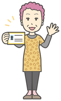  大阪のおばちゃん-238-全身 免許証,おばちゃん,大阪,ヒョウ柄,おばはん,中年,女性,関西,派手,おばさんのイラスト素材