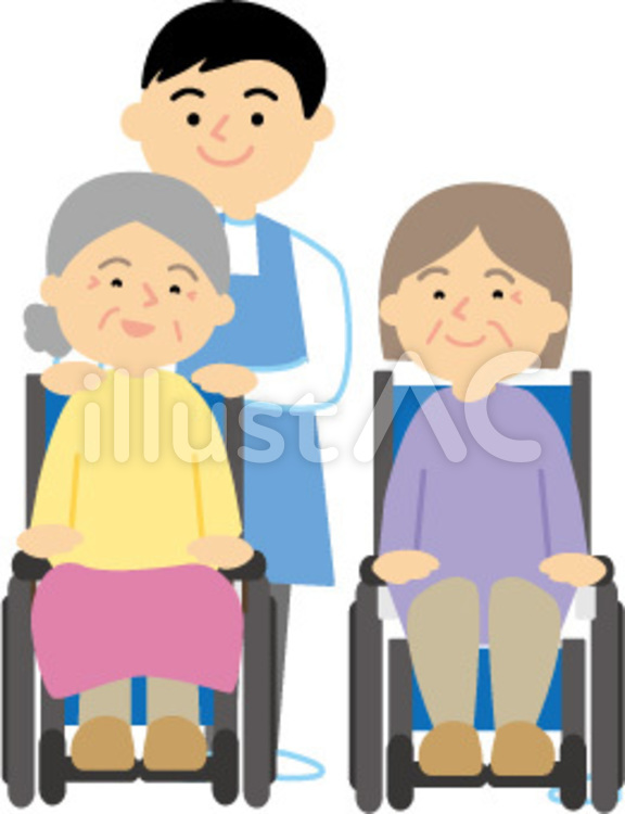 車いすの老人と介護士 介護士,車いす,高齢者のイラスト素材