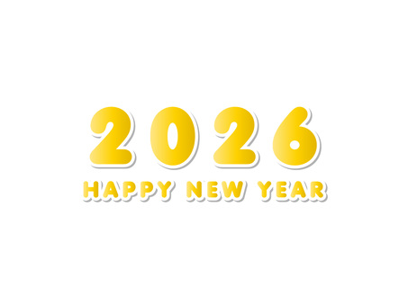 2026年の年賀素材 白縁の年号デザイン 2026,文字,年賀状,フチ文字,年号,正月,新年,happynewyear,賀詞,年賀はがきのイラスト素材