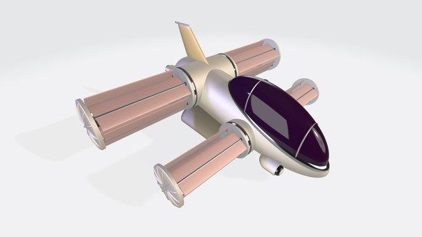 サイクロローター式パーソナル小型飛行機① 垂直離着陸,ドローン,プロペラ,ライト,コックピット,vtol,飛行機,カッコいい,サイクロローターのイラスト素材