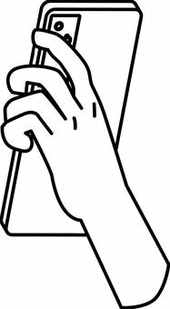 スマホ通話 スマホ通話 スマホ,携帯,通話,話し中,使う,機器,持つ,手,線画,白黒のイラスト素材
