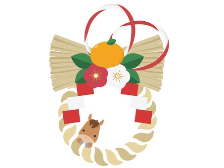 しめ縄　馬付き しめ縄,正月,お正月,馬,午年,午,干支,飾り,アイテム,モチーフのイラスト素材