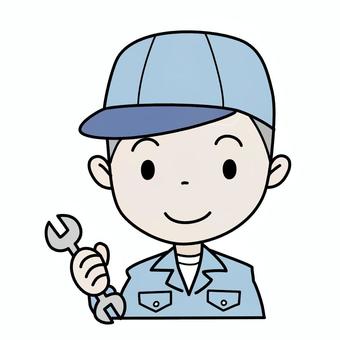 作業員 作業員,配管工,スパナ,線画,修理,整備,工事のイラスト素材