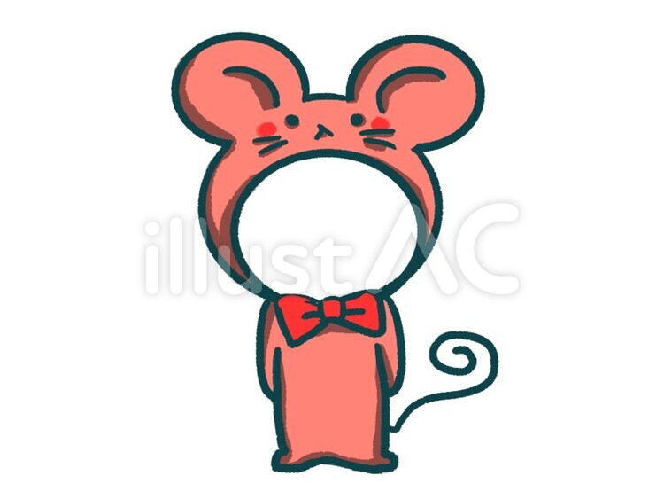 ネズミ　顔出し(ピンク) ネズミ,顔出し,年賀状のイラスト素材