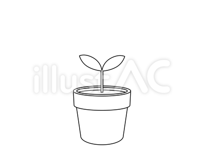 植木鉢から芽(線画)