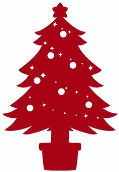 赤いクリスマスツリーのシルエット クリスマス,クリスマスツリー,オーナメント,シルエット,モミの木,赤,クリスマスパーティー,飾り,装飾,針葉樹のイラスト素材