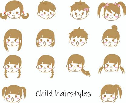 子どもヘアスタイル一覧 子ども,髪,女の子,オシャレ,ファッション,顔のイラスト素材