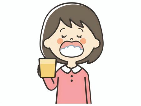 うがいをする女の子 女の子,子供,うがい,喉,清潔,対策,予防,感染,感染症,風邪のイラスト素材