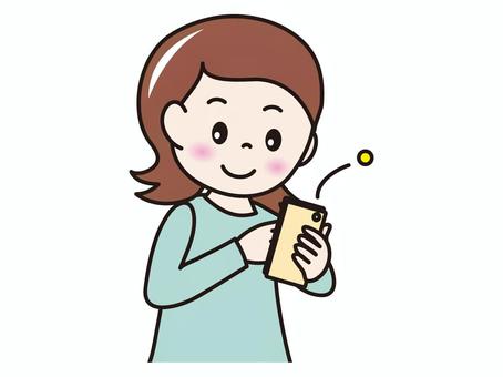30代女性(スマートフォン) 人物,女性,お母さん,独身,スマートフォンのイラスト素材